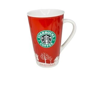 Starbucks‎ Holiday Red Mug 2006 16 oz White Silhouette Collectible Coffee Cup